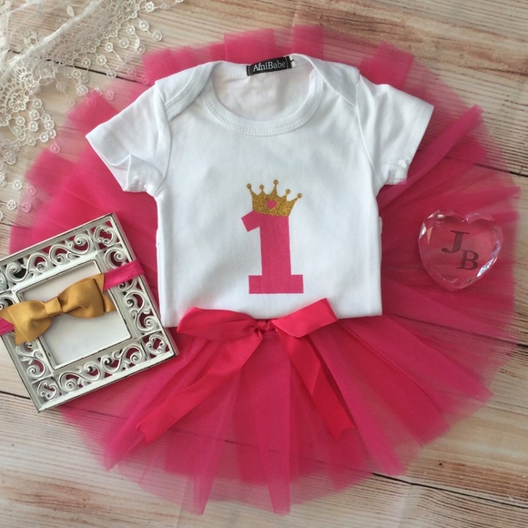 Boutique Baby Girl First Birthday 3pc Tutu Set - Picture 3 of 3